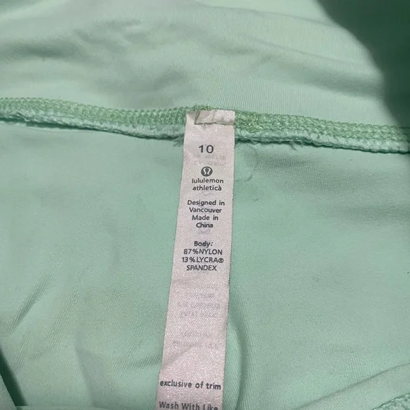 Green lululemon biker shorts, size 10 - Picture 3 of 4